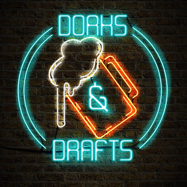The logo for a short-lived podcast I produced some years ago called Dorks & Drafts.