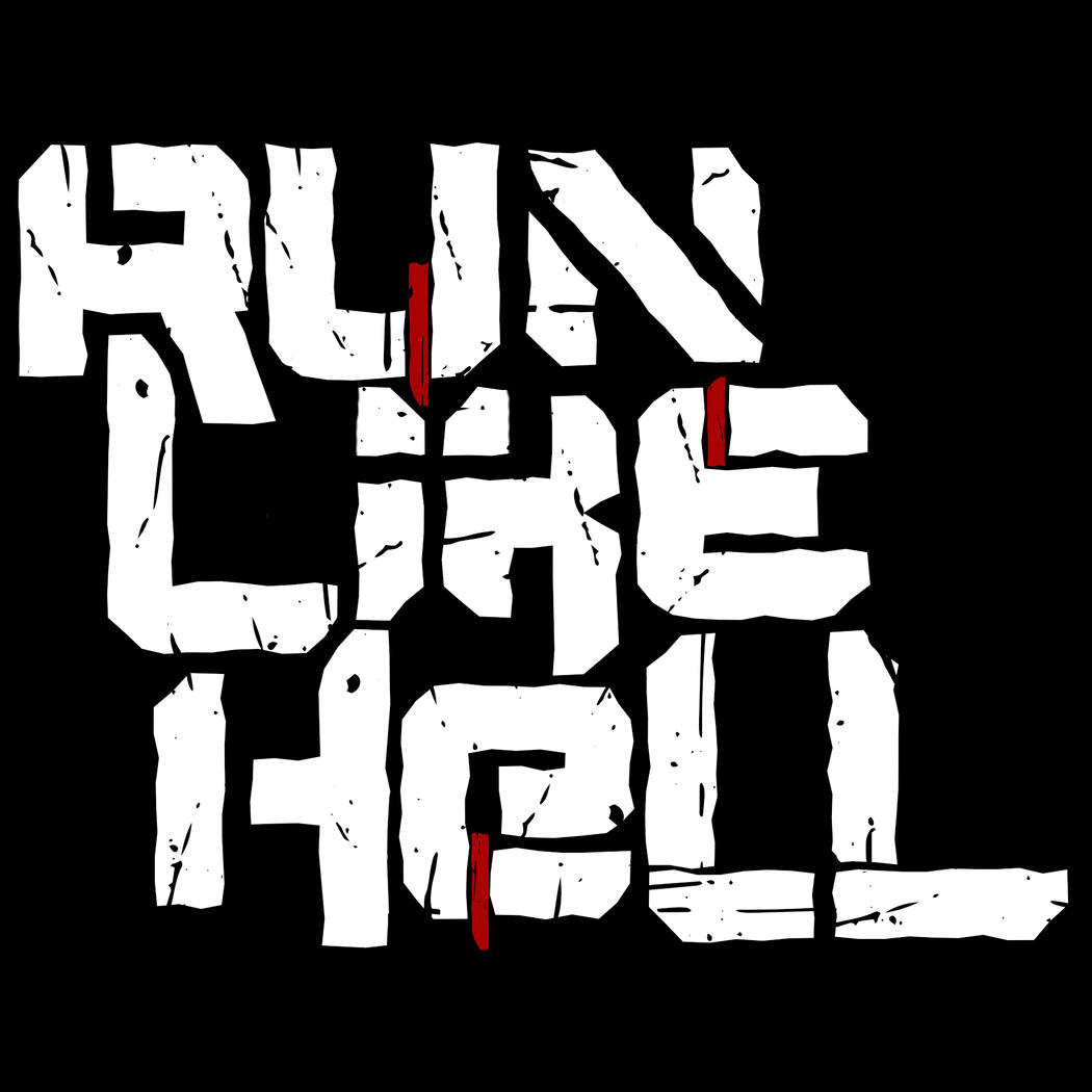 The logo text for a cyberpunk novel called Run Like Hell.